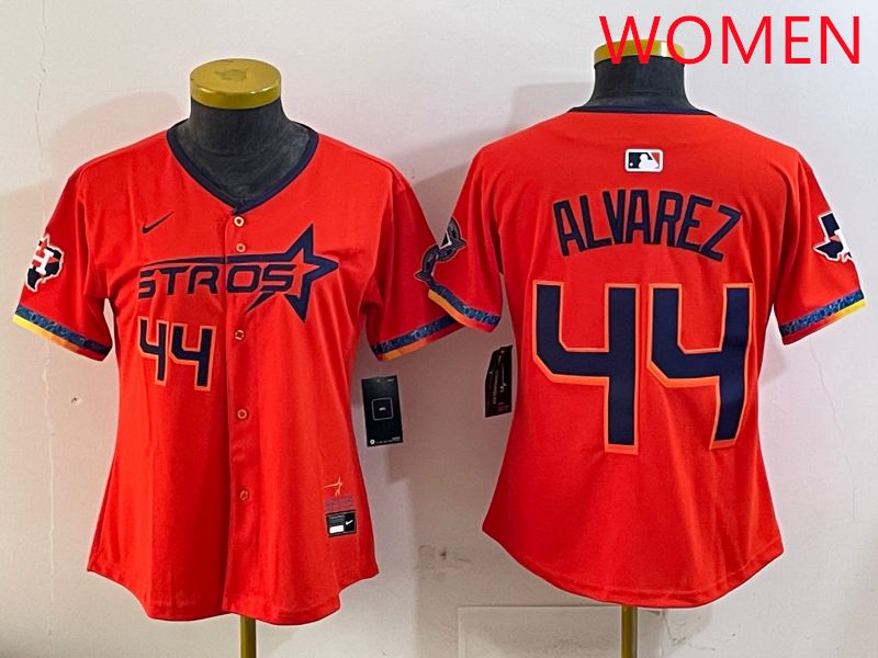 Women Houston Astros #44 Alvarez Orange Fourth generation Joint Name Nike 2025 MLB Jersey style 4